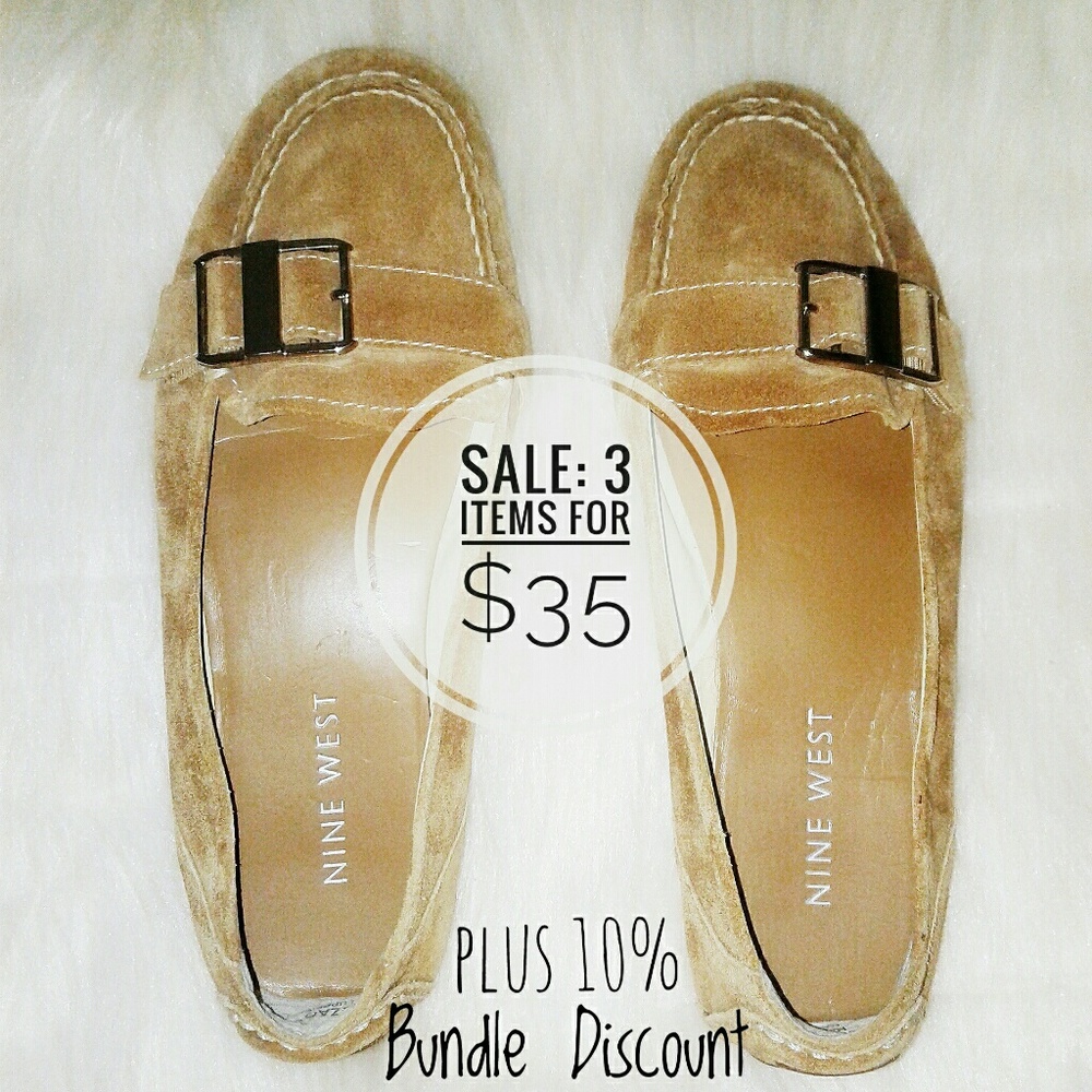 3/$35 Low Cut Suede Flats With Buckle